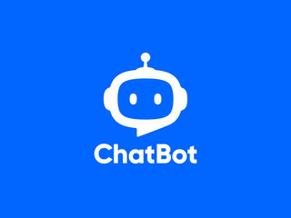 Chat Bot logo design concept. Virtual smart assistant Bot icon. Robot head with speech bubble. Customer support service Chat Bot. Vector illustration