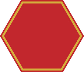 Hexagonal golden ornate border with red base