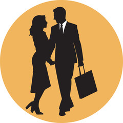 Business Couple Talking Royalty Silhouette Vector Art.