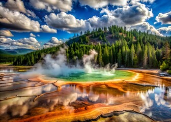 The Vibrant Colors Of Grand Prismatic Spring In Yellowstone National Park