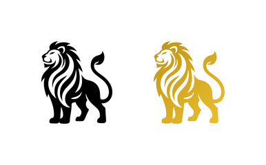 lion logo - elegant and stylized (black, gold) - artwork 1