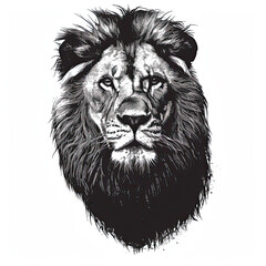 A black and white drawing of a lion