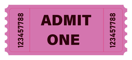 Web Lucky. One pink ticket on a transparent background