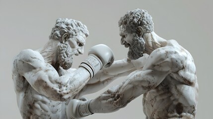 Sculpture of Ancient Greek Style Boxing Match in High Detail