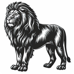 Fototapeta premium A black and white drawing of a lion