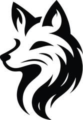 Fox head illustration con silhouette vector design