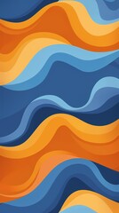 Fototapeta premium minimalist, bohemian style inaccurate shapes, waves in a blue and orange color palette background