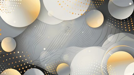Geometric tech background with abstract golden and grey circles, modern vector banner design
