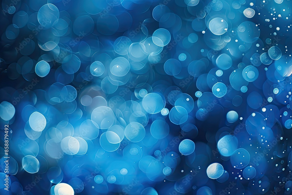 Poster a blue background with many small blue circles. the circles are scattered throughout the background 
