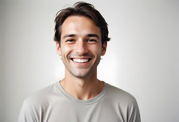 Positive smiling man on clean background