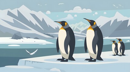 Fototapeta premium King pinguin walking at the beach. 