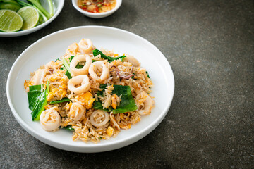 Fried rice with squid or octopus