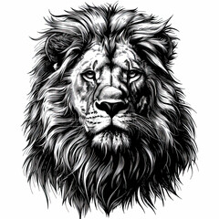 Obraz premium A black and white drawing of a lion
