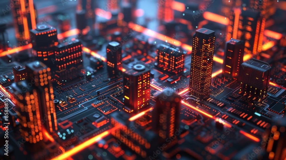 Poster a bustling smart city with autonomous vehicles smart homes and connected devices all supported by 6g