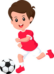 Kid Playing Soccer Football Kicking Illustration