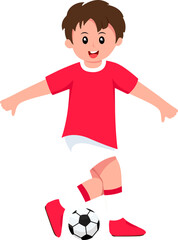 Kid Playing Soccer Football Kicking Illustration