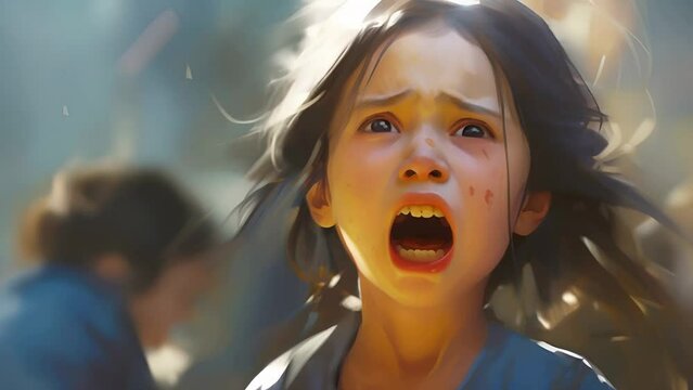 A girl from a dysfunctional family is crying loudly and is lost in the city	
