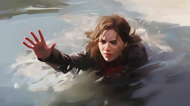 A young girl drowns after falling through the ice on a river	
