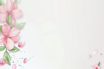 Fototapeta premium Elegant spring cherry blossoms on a soft white background