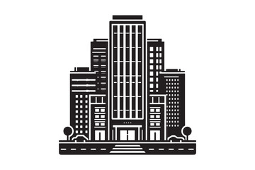 High rise Building City silhouette Icon vector Illustration artwork
