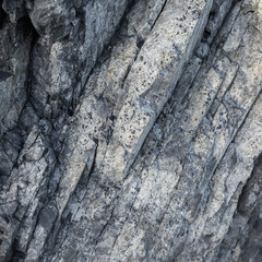 Extremely closeup of an interesting texture pattern natural sandstone slab featuring ironstone highlights and banding with classic grey.