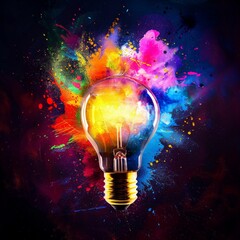Exploding Light Bulb Symbolizing Breakthrough Innovation