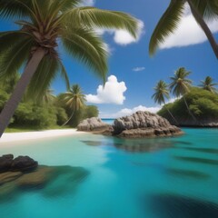 Fototapeta premium beach with palm trees and sea