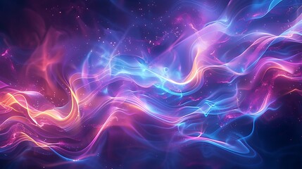Obraz premium Background wallpaper in format. Imagine a vibrant dreamscape with flowing, luminescent curves bathed in neon light. The overall effect is one of power and boundless potential.