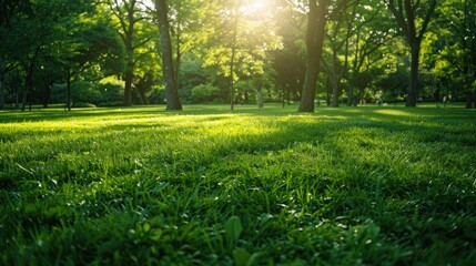 Green park background in grassy landscape