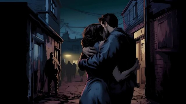 A young couple in love is crying because the girl was caught cheating with other men by her husband