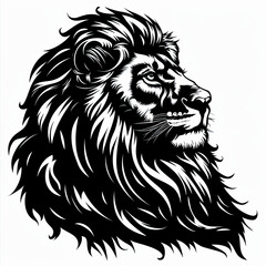 Obraz premium A black and white drawing of a lion