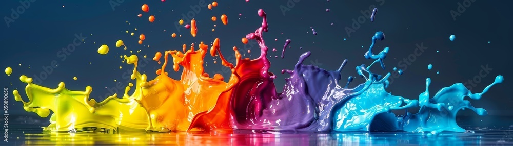 Poster vibrant colors splash and blend in a dynamic abstract design.