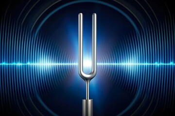tuning fork vibrate with sound wave frequency glowing