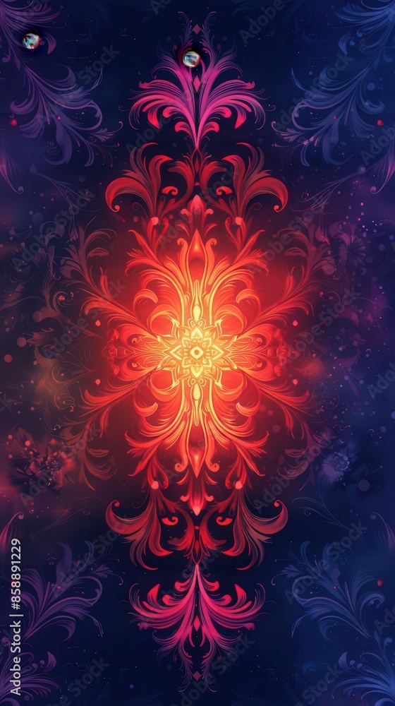 Poster vertical post with an intricate design and gradient background, ideal for creating trendy social med
