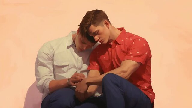 A Gay lovers' gaze, capturing the longing and unspoken words they exchange when surrounded by a judgmental society	
