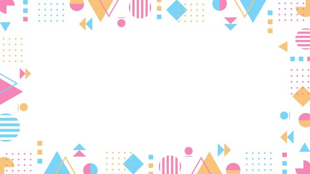 Pastel Colors Geometric Pattern Frame Video, Transparent Background, Loop