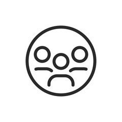 Group of users, linear style icon. Multiple user icons overlapping in a circle, indicating a group or team. Editable stroke width.