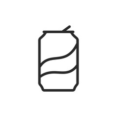 Soda can, linear style icon. Can of soda with a pull-tab. Editable stroke width