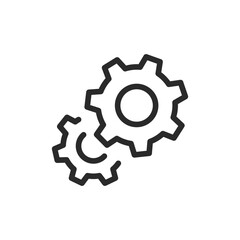 Gears, linear style icon. machinery and engineering. Editable stroke width