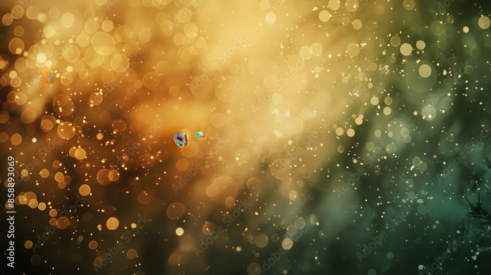 Fototapete A colorful background with many small dots. The background is a mix of yellow and green. The dots are scattered all over the background, creating a sense of movement and energy