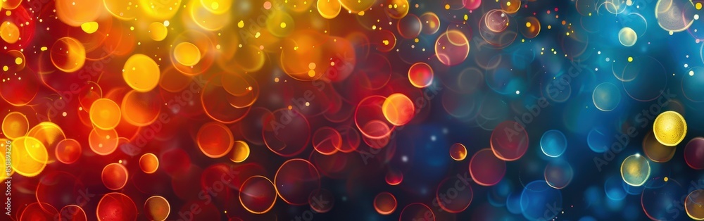 Poster a colorful background with many small circles. the circles are of different sizes and colors, creati