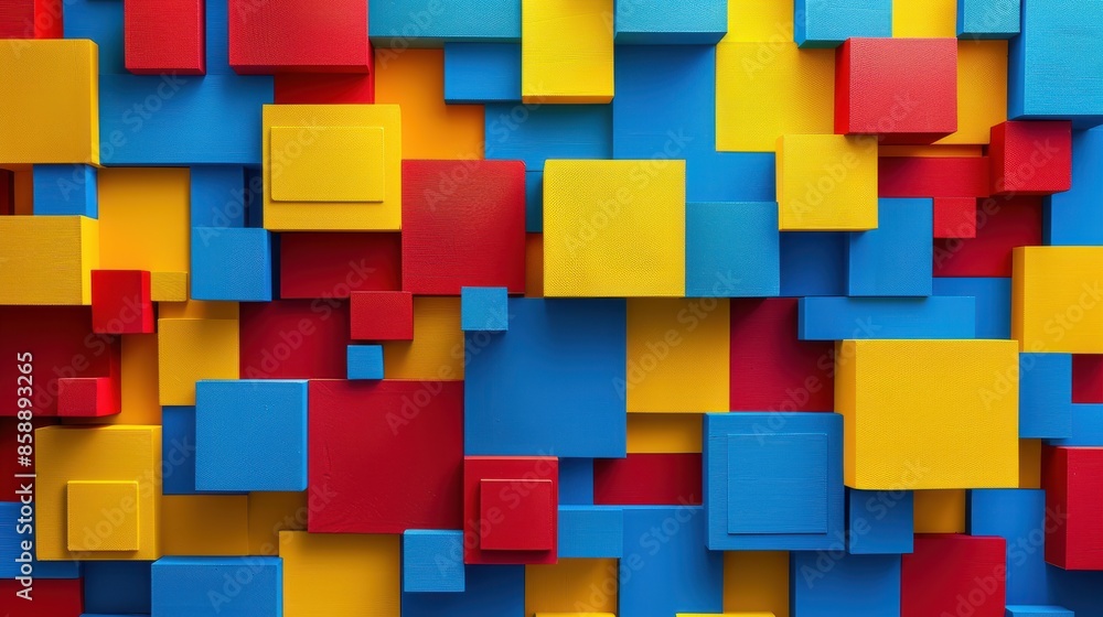 Leinwandbilder a colorful wall made of blocks in various colors. the blocks are arranged in a way that creates a pa