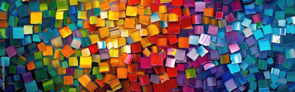 Poster a colorful painting with squares of different colors