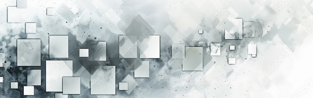 Poster a white background with a lot of squares of different sizes