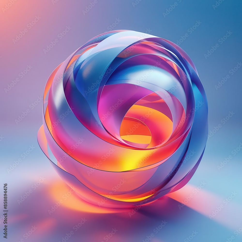 Poster a paper ball design with a futuristic twist and soft gradient background, ideal for modern tech arti