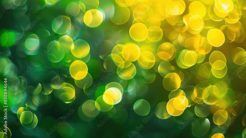 Poster A green background with yellow circles. The circles are blurry and overlapping. The image has a dreamy, ethereal quality to it
