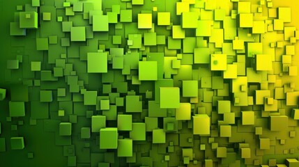 Fototapeta premium A green background with many small squares of different sizes. The squares are all green and are arranged in a way that creates a sense of depth and texture. The image has a modern