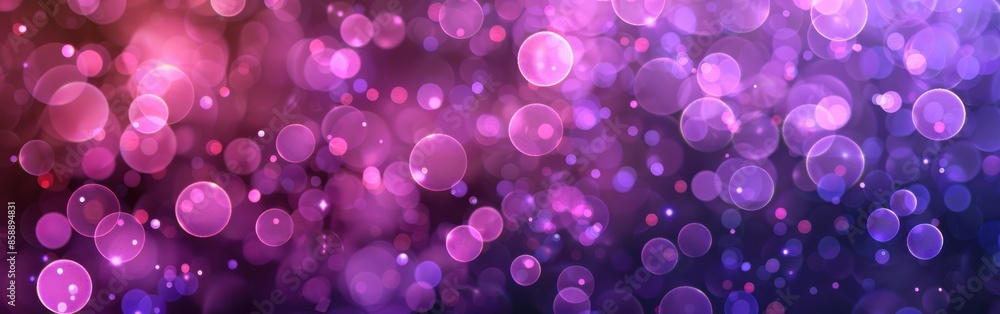 Poster A purple background with pink and blue circles. The circles are of different sizes and are scattered throughout the image