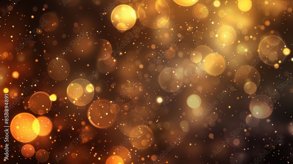 Leinwandbilder A blurry image of gold and black with many small circles. The circles are of different sizes and are scattered throughout the image. The image has a dreamy, ethereal quality to it