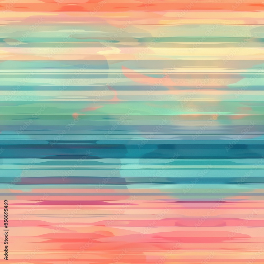 Poster a digital illustration of an abstract background with horizontal stripes in various pastel colors, i